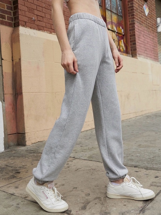 Brandy Melville Pants - Brandy Melville Heather Gray Rosa Fleece-Lined Sweatpants